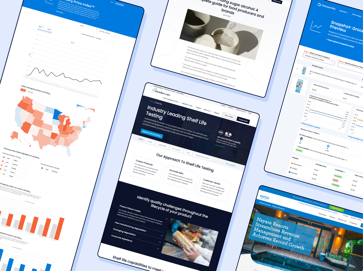 Screenshot's of Convey Digital's previous B2B content strategy work for clients.