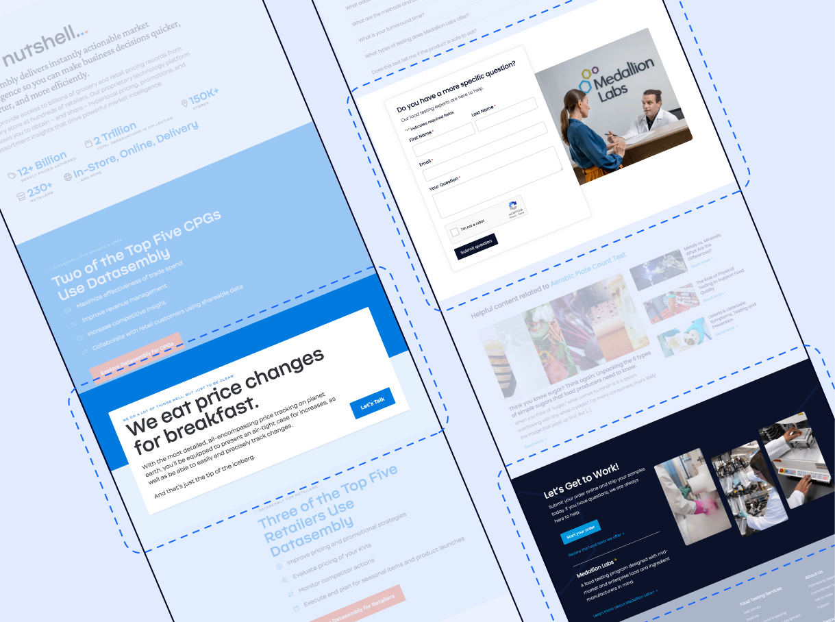 Screenshot's of Convey Digital's previous B2B website conversion strategy work for clients.