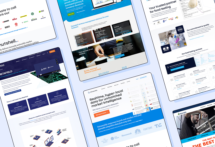 Screenshot's of Convey Digital's previous B2B website strategy work for clients.